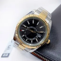 2024メンズウォッチ42mm Sky-Dwell 2813ムーブメントオートマチックメカニカルウォッチ904Lスチールストラップ照明用防水クラシック腕時計Reloj de Lujo Gold Black Watchs