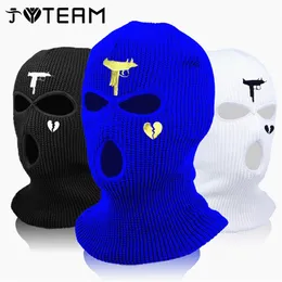 Begränsat broderi Balaclava Broken Heart Army Tactical Mask 3 -hål Full ansiktsmask Vinterhatt för skidcykling Skidmask Unisex 220725