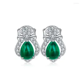 Stud Zhanhao S925 STERLING Gümüş 1.0ct Laboratuar Grown Zambiya Emerald Küpe -Teling Ladies Jewelry 2022 DesignStud Studstud Kirs22