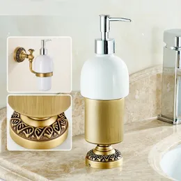 Antique Brass Hand Soap Dispenser 300ml Floor Standing Saver Shampoo Holder Liquid Bottle Shower Y200407