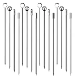 Bar Tools Stainless Steel Cocktail Picks Reusable Martini Toothpicks Olives Appetizers Garnish Skewers Fruit Stick KDJK2204