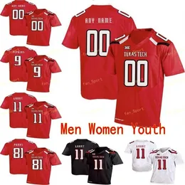 Maglie Nik1 NCAA College Texas Tech 4 Antoine Wesley 44 Donny Anderson 5 Michael Crabtree 5 Patrick Mahomes II Calcio personalizzato cucito