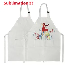 Sublimation Blank Apron DIY Blank Aprons with Pockets Cooking KitchenApron for Women MenBlank BibApron Drawing Crafting Linen WLL1613