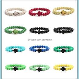 Andra armband smycken mode Summer Sea Turtle Beads Charm Colorf Natural Stone Elastin Strand Armband f￶r W Dhues