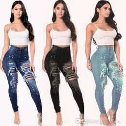 Neue Spring Womans Plus Size Jeans Designer beliebte gebrochene Loch Elastizität Denimhose weibliche Leggings