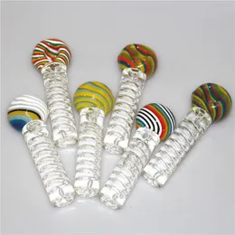 Heady Glass Tobacco Hand Pipes Pyrex Spoon Bong Bruciatori a nafta Chiodo Pipa spessa 6 colori Scegli 4,72 pollici