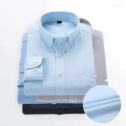 Męskie koszulki męskie męskie kolor stały kolor długi rękaw 2022 Spring Slim Fit Oxford Spinning Lapel Business Dress Marka odzieży Eldd22