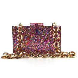 Evening Bags Colorful Color Acrylic Box Clutches Women Bag High Capacity Quality Durable Fashion Glitter Flap Crossbody BagsEvening