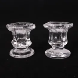 Taper Candle Holder Glass Centerpiece Clear Candlestick Holders Fit 0.75 inch Decorative Stand 2.4 inch Height for Table Wedding Party