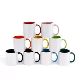 10 color Blank Sublimation Ceramic mug color handle Color inside blank cup DIY Transfer Heat Press Print water cup by Sea 0609
