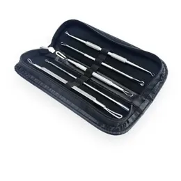 5pcs / set Face Care Rostfritt stål Skin Remover Kit Blackhead Blemish Acne Pimple Extractor Tool Skin Cleanser