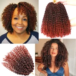 Estensioni dei capelli all'uncinetto Marlybob da 8 pollici Passion Twist Trecce ricci crespi afro Ombre Estensione intrecciata sintetica per le donne LS05