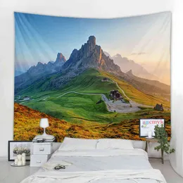 Tapestry Mountain Rolling Lake Landscape Wall Rugs Art Psychedelic Hanging Beac