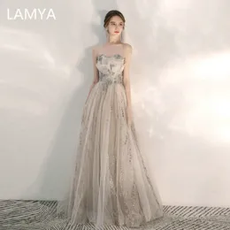 Lamya Robe de Soiree Sparkle Evening Dreess Long A-Line Sweetheart 정식 여성 우아한 가운 가운 W220421