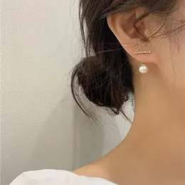 Stud Korean Crystal Line Metal Pearl Earrings For Women Girl Simple Gold Color Small Earring Party JewelryStud