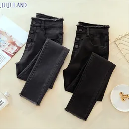 JuJuland Jeans Female Denim Pants Black Color Womens Jeans Donna Stretch Bottoms Feminino Skinny Pants For Women Byxor LJ200808