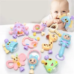 6-10Pcs Baby Toys Hand Hold Jingle Shaking Bell Teether Ring Rattles born 0- 12 Months 220418