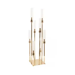 decoration Weddings Party Table Centerpieces Stand 8 Arms Gold Candelabra Metal Candlesticks 8 heads Candle holders imake340