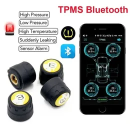 Bomba inflável 2/4 TPMS Sensores externos Motocicleta Monitor de pressão do pneu Sistema de detector App Bluetooth 4.0 Monitorinflatab