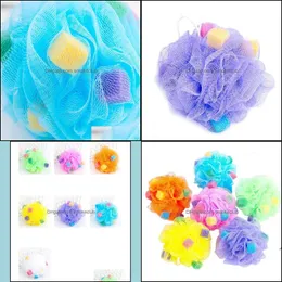 Bath Brushes Sponges Scrubbers Bathroom Accessories Home Garden 30 Gram Small Mesh Sponge Pouf Colorf Shower Ball Scrubber For Kids Rrb14