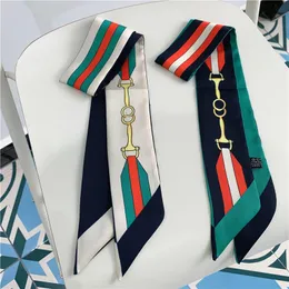 2022 작은 편지 스트라이프 인쇄 된 여성 넥타이 가방 핸들 리본 장식 스카프와 함께 새로운 리본 패션 스카프