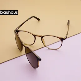 Bauhaus Magnet Eyeglasses Full Rim Pantical Frame Prescription Round Round Vintage Myopia Polarization Sunglistices Anti 220608