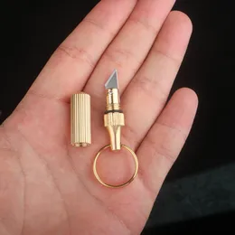 Mini Brass Capsule Pocket Knife Keychains Portable Utility Knifes Survival Knife Keychain Pendant Gadget Letter Package Opener