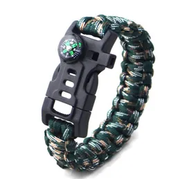 EM-02953 Outdoor sport Accessories Universal Multi-function Compass flint umbrella rope braided survival bracelet
