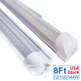 T8 Integrated Double Row Led Tube 4Ft 36W 8Ft 72W 100W 144W SMD2835 Light Lamp Bulb 4 8 Foot Led Lighting Fluorescent Ultra Bright Daylight 6500K Shop Lights OEMLED