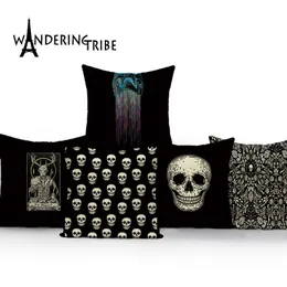 Caixa de travesseiro Classic Skull Pillow Capa de açúcar decoração de quarto de almofada de casca