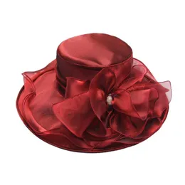 Visori 40% Donne Cap Wide Brim Temperamento di fiore Temperamento pieghevole di strass Cappello con fibbia per matrimoni Visorvisor