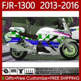 Kit de carroçaria para Yamaha FJR-1300A FJR 1300 A CC 2001-2016 Anos Corpo 112No.113 FJR1300A FJR-1300 Green Azul 2013 2014 2015 2016 FJR1300 13 14 15 16 Moto OEM Feeding