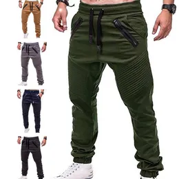 Mens Track Slim Sport Tracksuit Men Fashion Drawstring Zip Strips Pockets Ankle Tied Long Pants Sports Trousers 220705