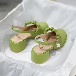 Sandal Sandal Kadınlar Yaz 2022 Baotou ile Kalın Baotou Fransız Azınlığı Kore Peri Etek Mary Jane High Heelssandals