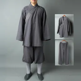 Odzież etniczna Unisex Cottonlinen Autumnspring buddyjski Zen Shaolin mnich sztuki walki Tai Chi mundury Arhat Lay Suits