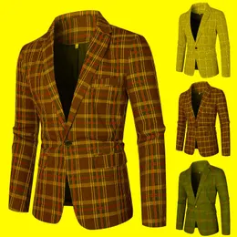 Men's Suits & Blazers Slim Fit Suit For Men Mens Casual Sport One Button Check Print Blazer Lightweight JacketMen's