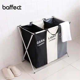 X-Shape Foldbar Dirty Laundry Basket Organizer Collapsible 2/3 Grids Dirty Clothes Storage Waterproof Large Laundry Hamper T200115