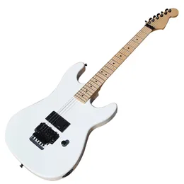 Factory Outlet-6 Strings White Electric Guitar med 22 banden, Floyd Rose, Maple Fingerboard