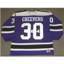 Chen37 Mens #30 Gerry Cheevers Cleveland 1974 Wha Retro Away Hockey Custom أي اسم أو رقم Retro Jersey