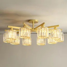 Lâmpadas pendentes Lâmpada de teto americano Creative Light Luxury Post Modern Crystal Candelier Lar