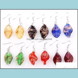 Other Earrings Jewelry Wholesale Lot 6Piar Leaf Style Hook Elegant Classic Beauty Earring Murano Glass Wedding Engagement Gif Dhheq