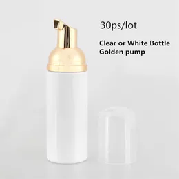 30ps 60ml Plastic Foam Pump Bottle Refillable Empty Cosmetic Bottle lashes Cleanser Soap Dispenser Foam bottle with golden CX200722267