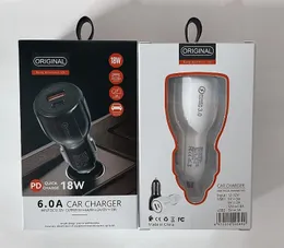 Adattatore per caricabatteria per auto da 18 W Doppia porta USB TIPO C PD Cellulare portatile Ricarica rapida USB da viaggio per Xiaomi Samsung iPhone 13 12 11Pro