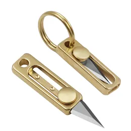 ミニブラスパッケージオープナーナイフ、EDCタイニー1.25 "キーチェーンナイフ重量0.35オンスポータブル多機能ツール
