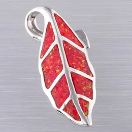 Pendant Necklaces Nature Leaf Red Fire Opal Silver Plated Jewelry For Women NecklacePendant NecklacesPendant