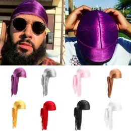 Bandany Unisex mężczyźni kobiety chustka Durag nakrycia głowy jedwabna czapka piracka Wrap kapelusze
