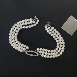 2022 Europäische und amerikanische dreischichtige Perle Full Diamond Halskette Schwerindustrie Mode Retro Lady Temperament Schlüsselbein Kette Frauen hohe Qualität schneller Lieferung