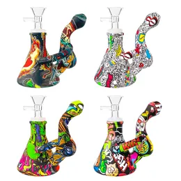 Hookahs with different patterns Dab Rigs with bowl silicone bong Water Pipes smoke pipe