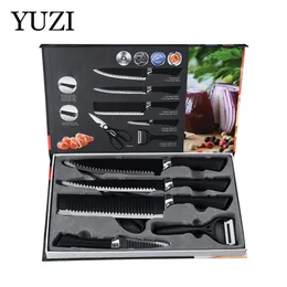 Yuzi Noże Kuchenne 6 sztuk Zestaw Zestaw Ze Stali Nierdzewnej Szef Knife Warzyw Cleaver Krojenie Narzędzia Narzędzia Odklejone Nożyczki