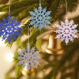 Christmas Decorations 12pcs/lot Plastic Gold Silver Glitter Powder Snowflake Xmas Ornaments 10cm Pendant Tree Decorative Hanging